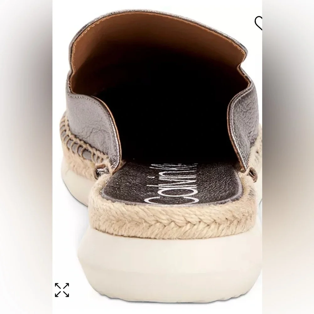 Calvin Klein Slicer Leather Verie Espadrille Style Mules NWOB Sz 8.5.
